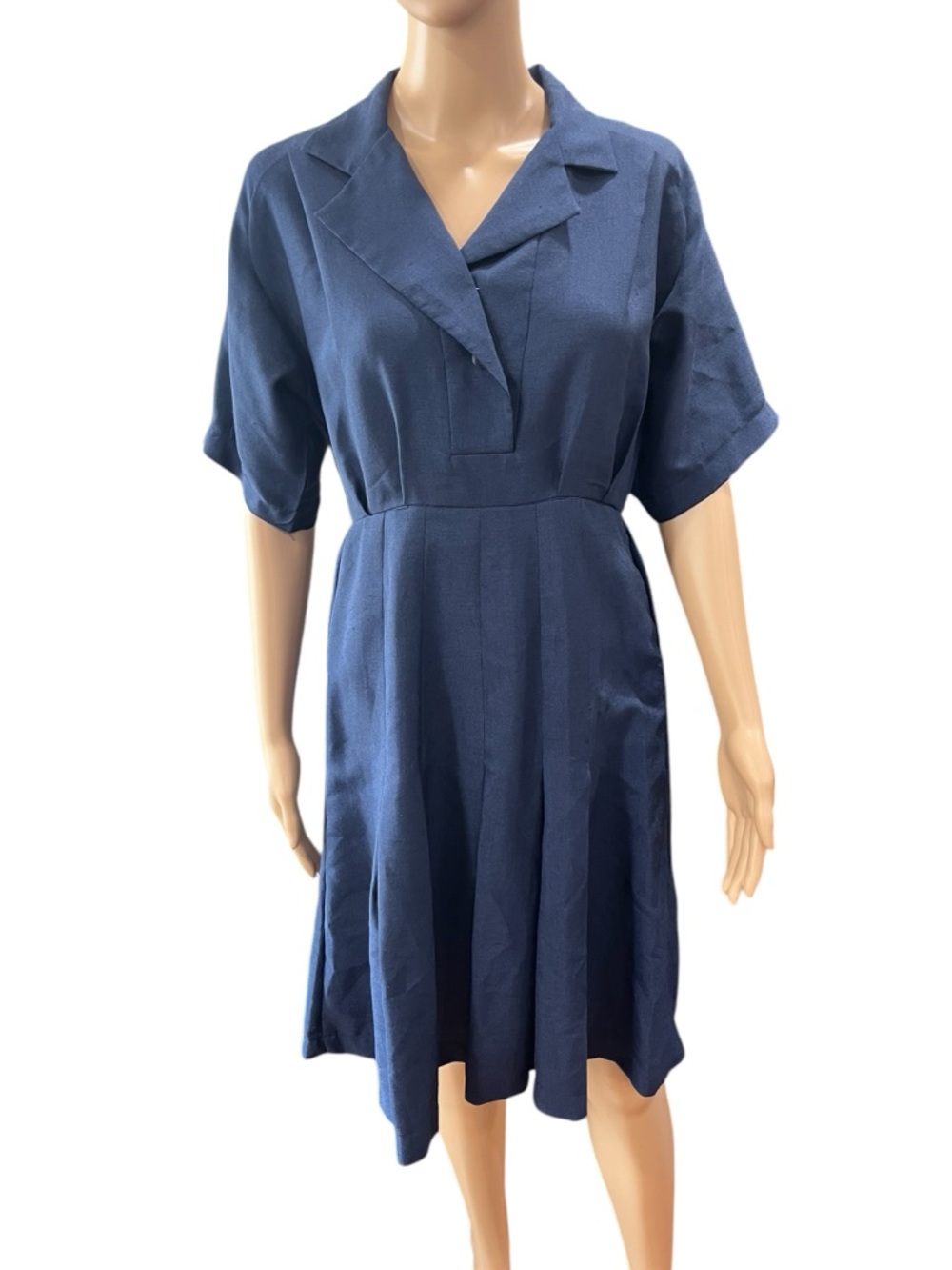 Classic Navy Short-Sleeve handmade vintage shift Dress